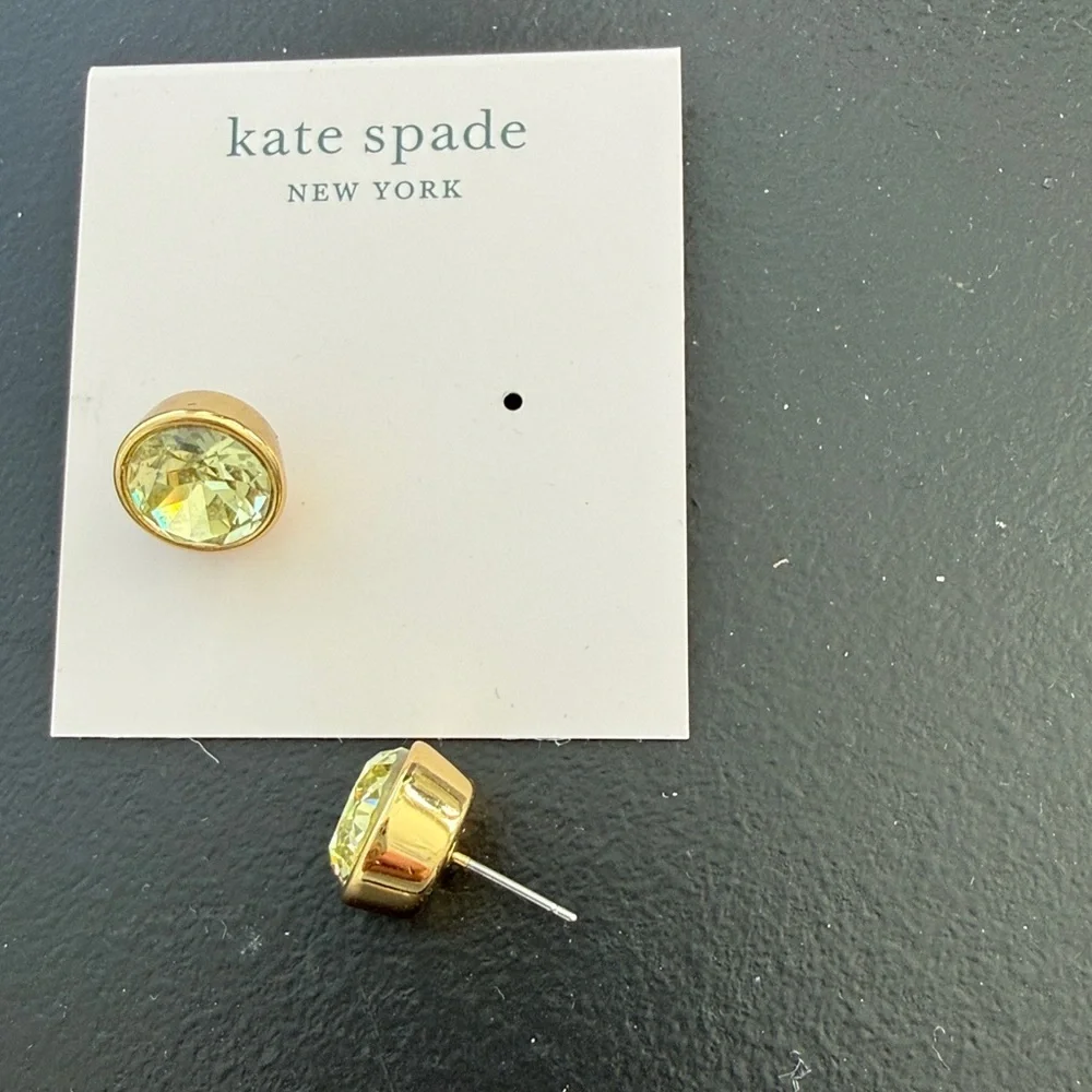 Kate Spade NY NEW CRYSTAL CHAMPAGNE GOLD bezel faceted SIMPLE Stud Crystal